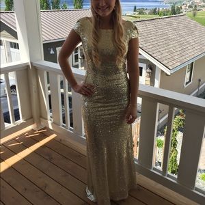 Floor length gold dress